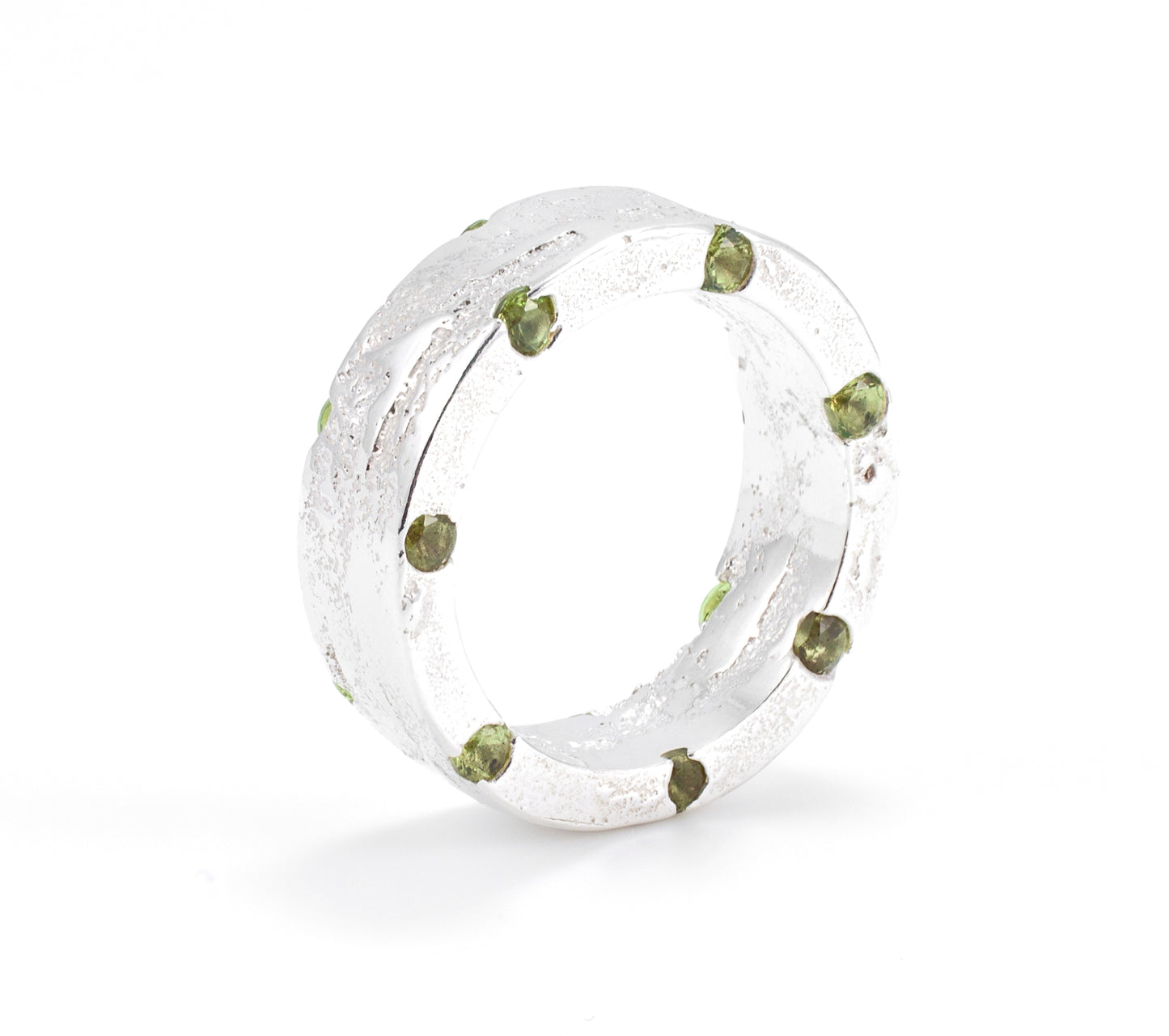 Silver Cigar Band with Peridot