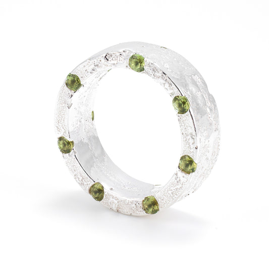 Silver Cigar Band with Peridot