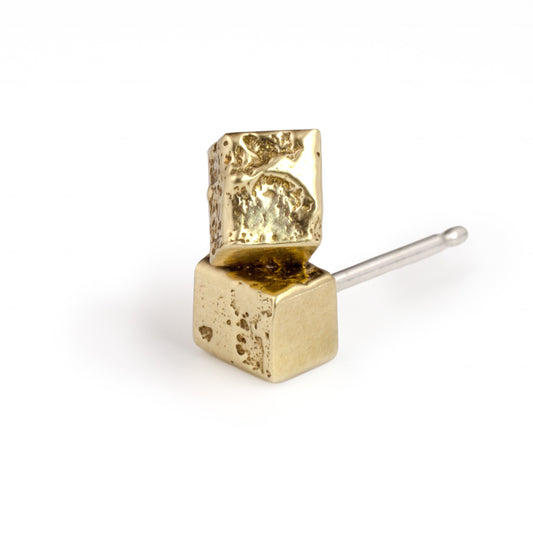 Brass Cube Post Earrings