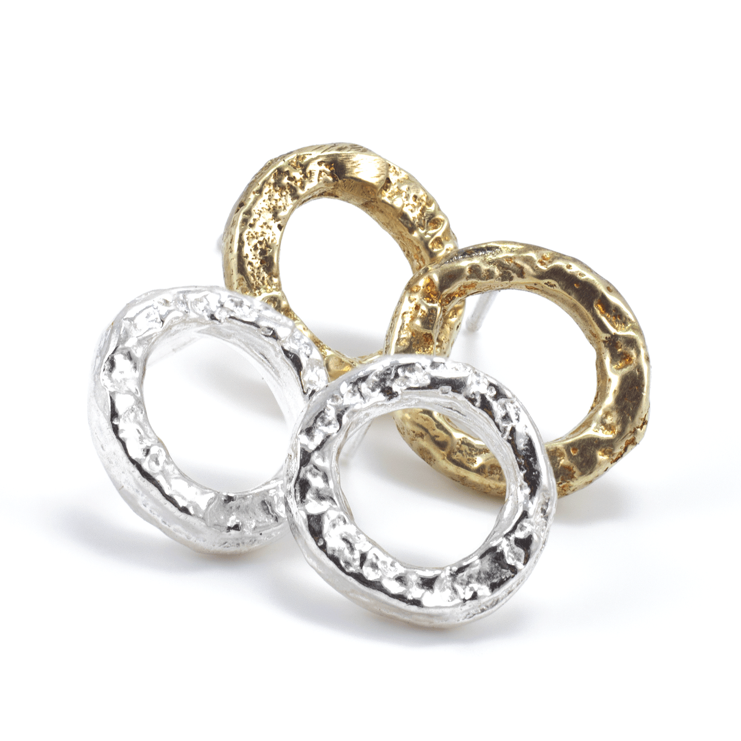 Textured Sandcast Circle Post Earrings