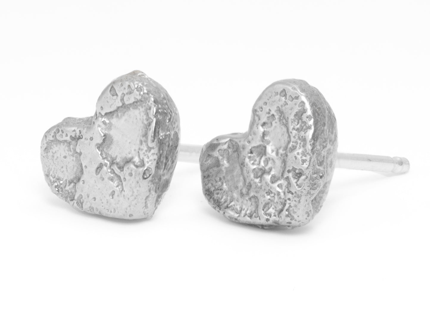 Textured Silver Heart Post Earrings