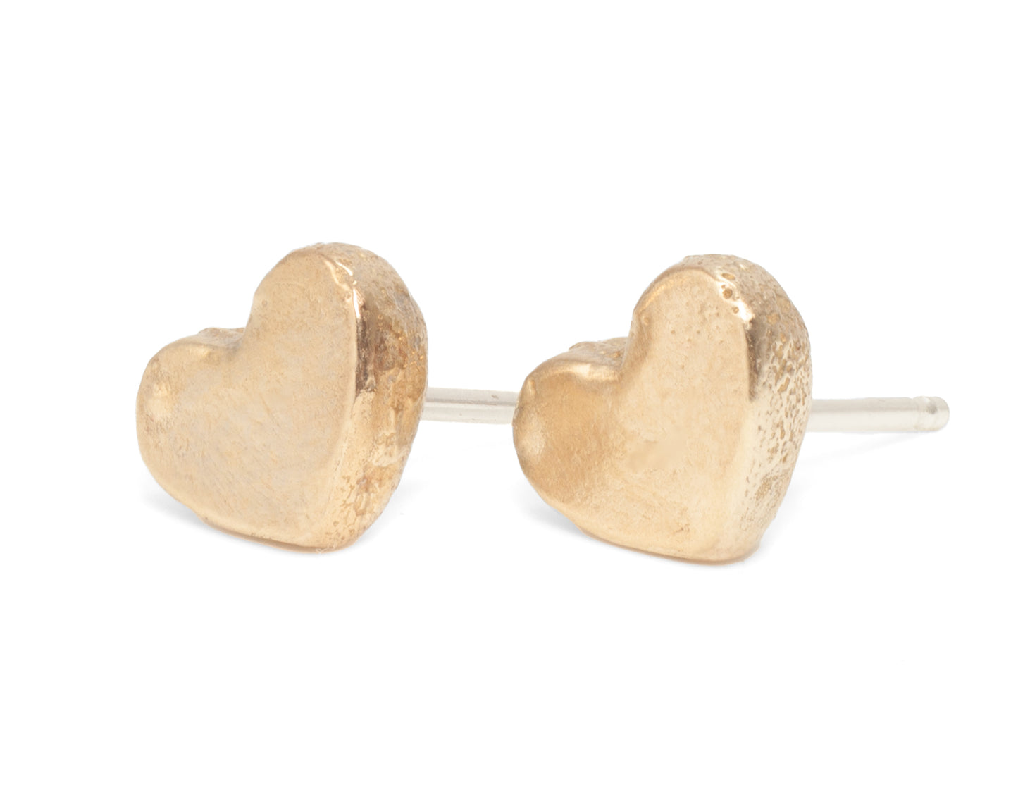 Smooth Brass Heart Post Earrings
