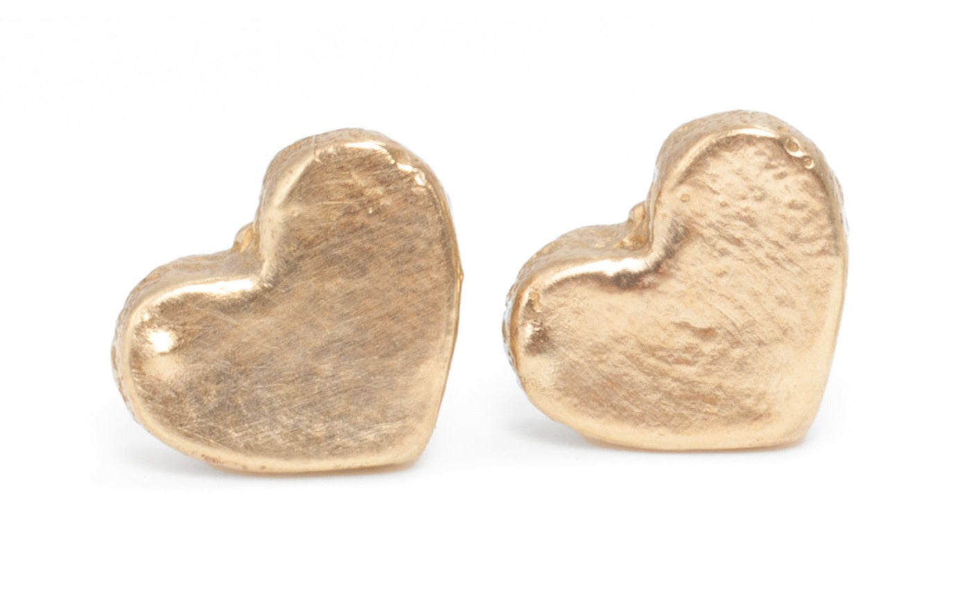 Smooth Sandcast Heart Post Earrings