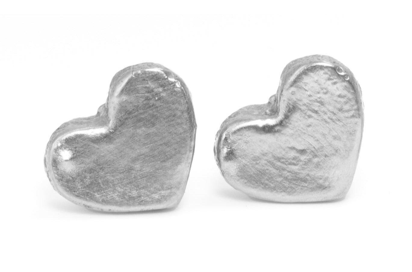 Smooth Sandcast Heart Post Earrings