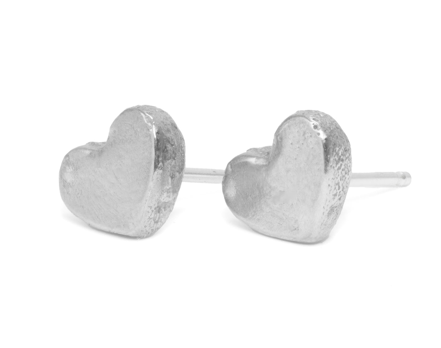 Smooth Sandcast Heart Post Earrings