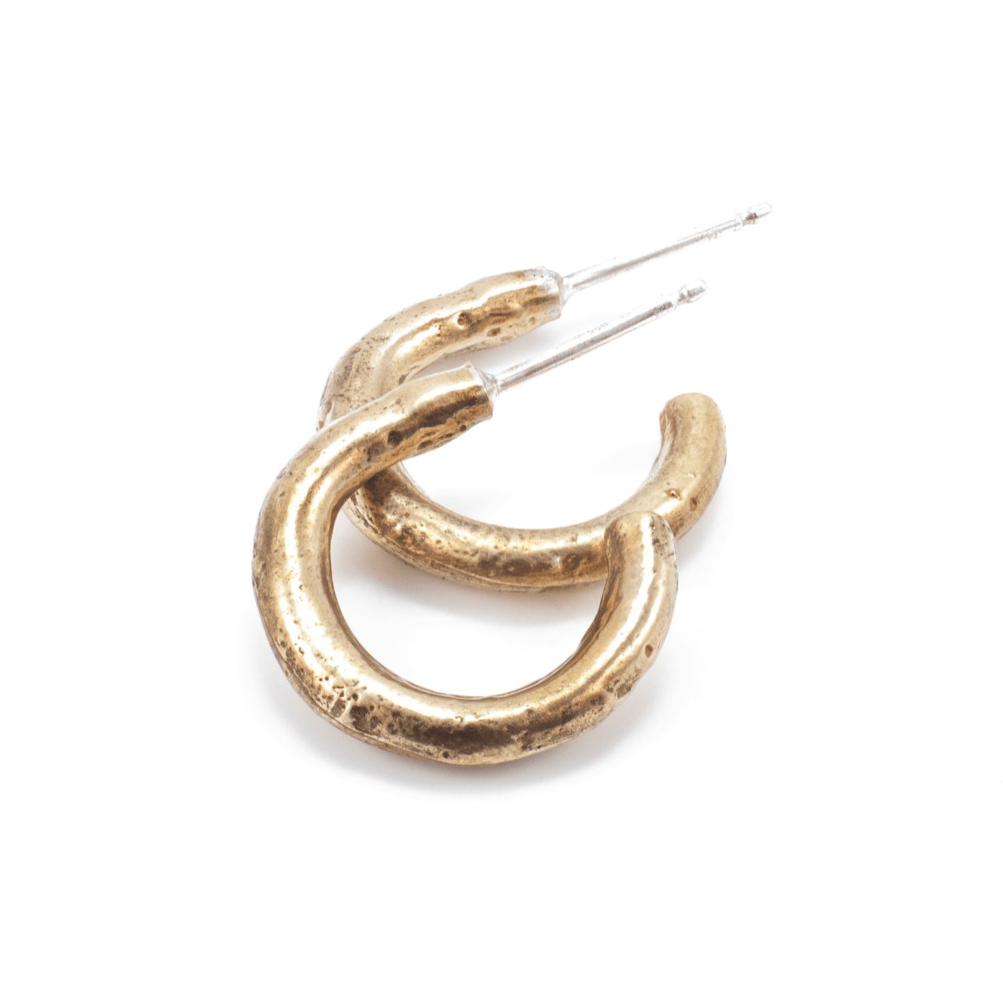 Rough Puff Half Hoop Post Earrings
