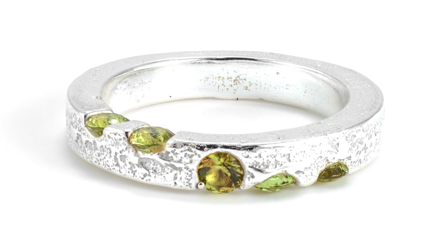 Silver and Sparkle Ring in Green