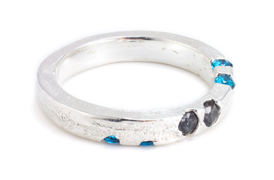 Silver and Sparkle Ring in Blue