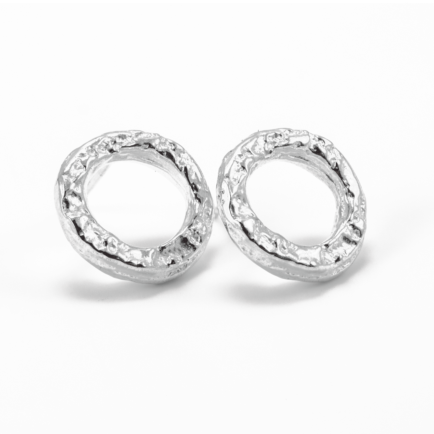 Textured Sandcast Circle Post Earrings