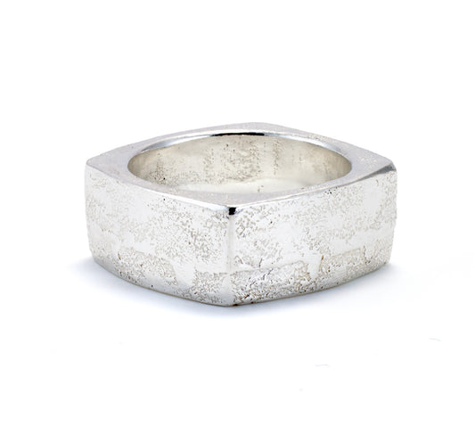 Large Square Silver Stacking Ring