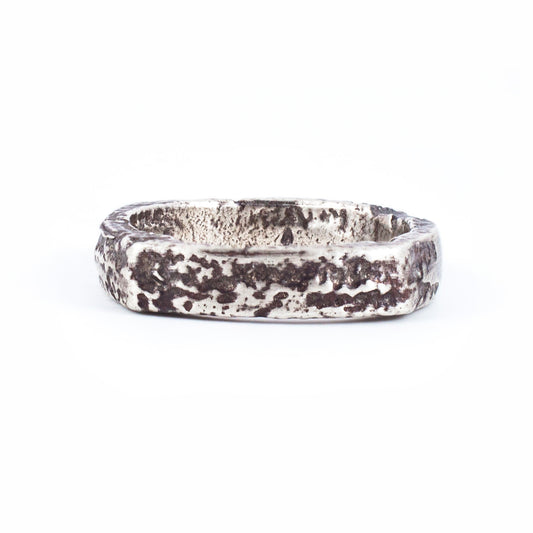 Square Oxidized Silver Stacking Ring