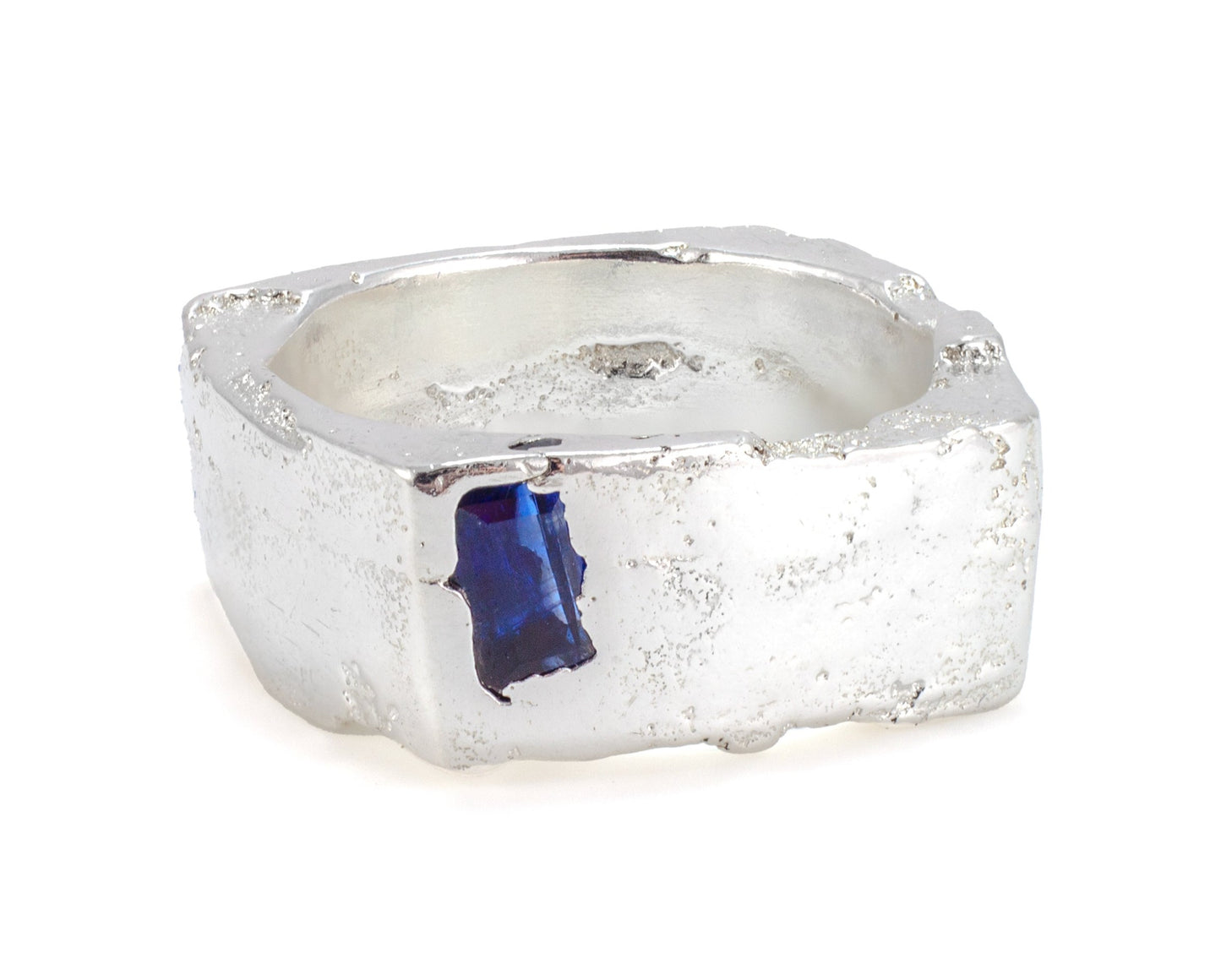 Large Square Silver Stacker with Sapphire