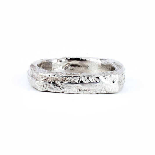 Square Bright Silver Stacking Ring